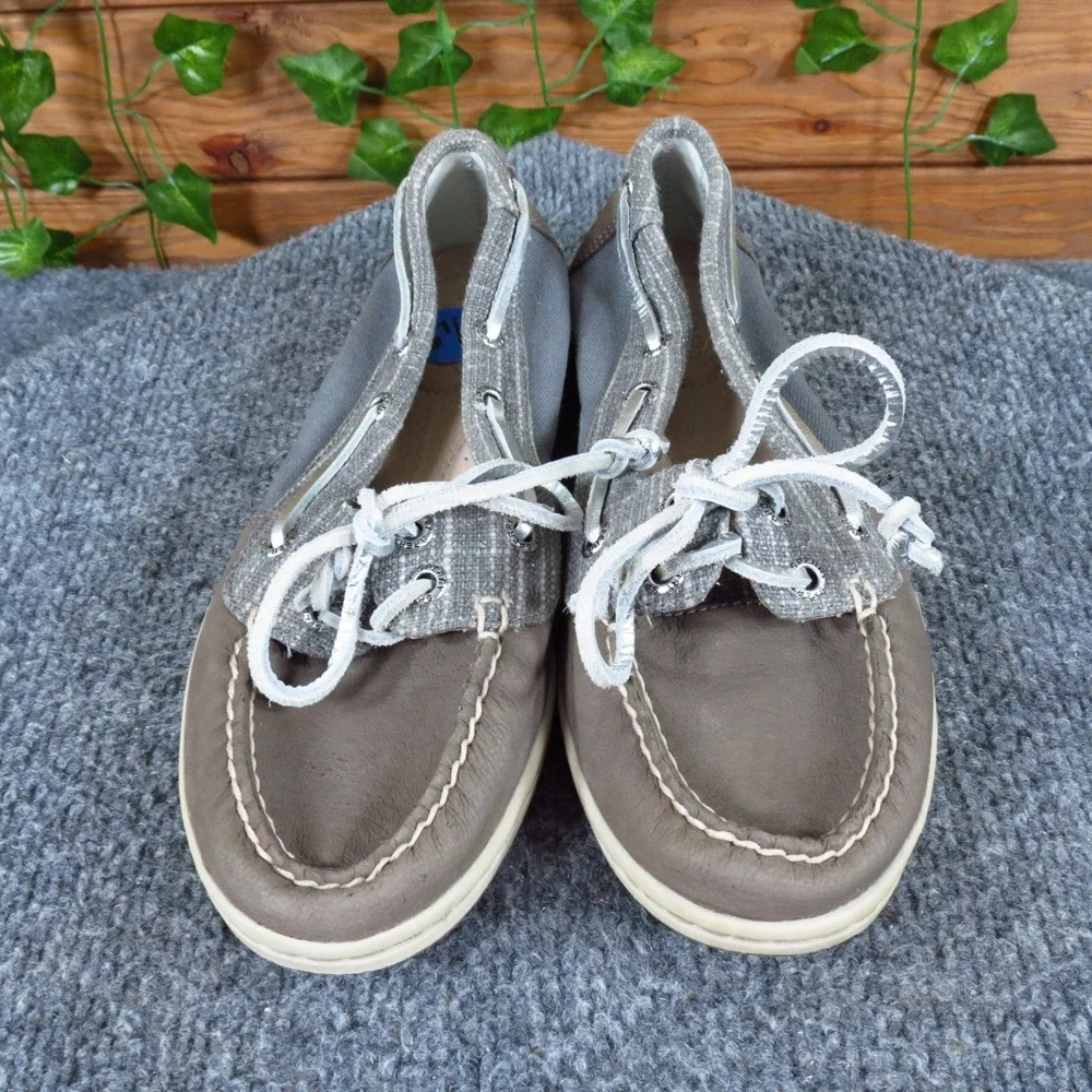Sperry Songfish Women Casual Boat Shoes Size 6.5‎ Medium Gray Leather Textile